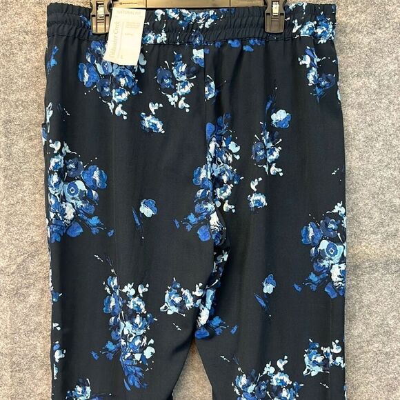 NWT COLDWATER CREEK Pants Womens Large Navy Floral Ankle Natural Fit Drawstring - Picture 14 of 15